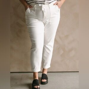 Judy Blue High Waist Double Rolled Cuffed Joggers Jeans White Size 22W